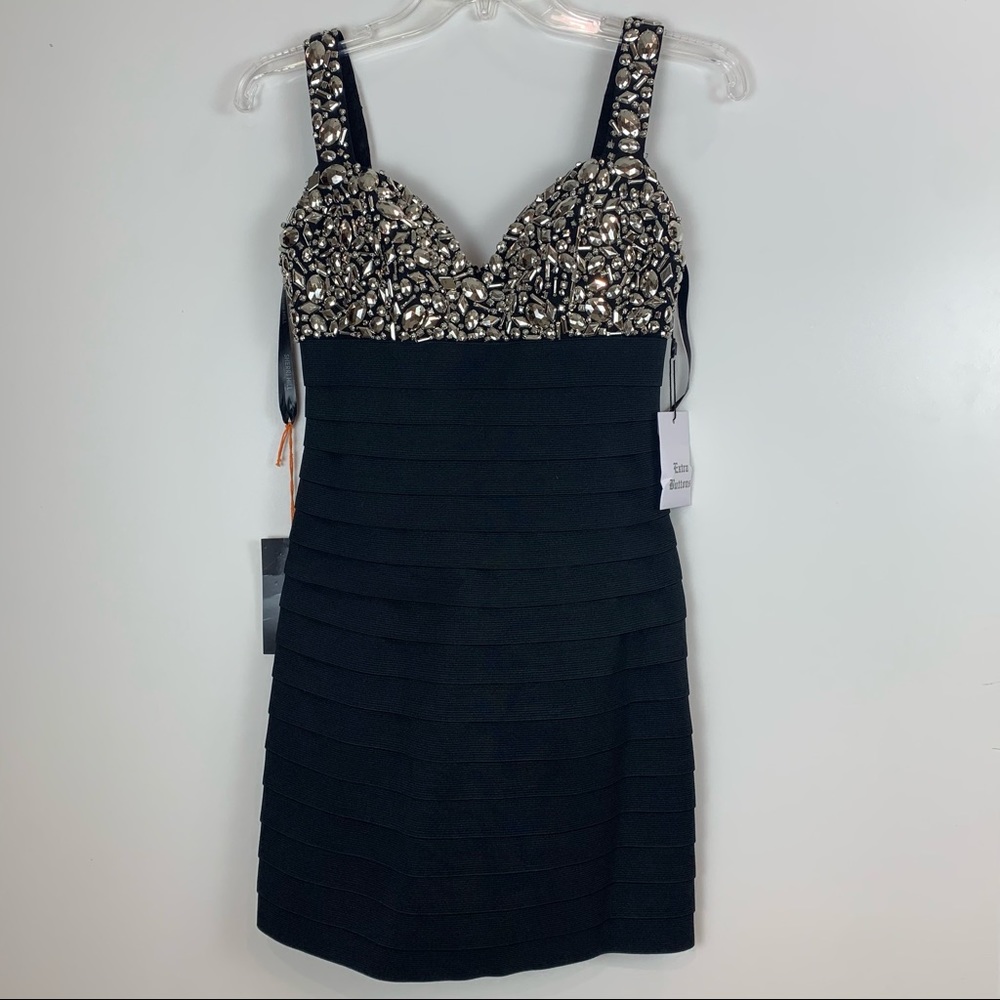 Sherri Hill Black Banded Short Cocktail Dress